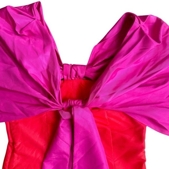 FARM Rio Bold Pink & Orange Red Bow Mini Dress - Picture 5 of 8